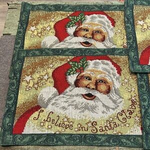 I BELIEVE in SANTA CLAUS Face Christmas Set of 4 Place Mats TAPESTRY
